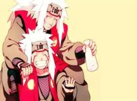 忍者穿上师傅的衣服，小樱和纲手差距明显，佐助满脸写着嫌弃