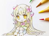 她笔下Q萌可爱的动漫少女形象也太迷人了吧！连线稿都那么好看！