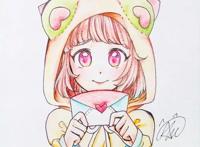 她笔下Q萌可爱的动漫少女形象也太迷人了吧！连线稿都那么好看！
