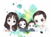 亲子漫画头像，温馨幸福的画面，看着就很美好