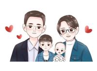 亲子漫画头像，温馨幸福的画面，看着就很美好