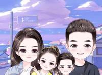 漫画全家福，简单温馨的家庭头像，甜蜜幸福的手绘图片