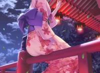 动漫图片：穿着浴服的二次元美少女