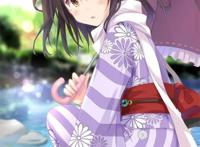 动漫图片：穿着浴服的二次元美少女