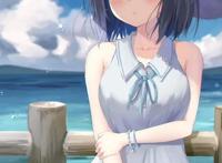 二次元＃清纯吊带连衣裙美少女壁纸