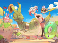 色彩绚丽的二次元美少女同人插画，非常吸引眼球