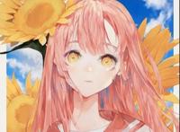 画师绘制二次元美少女，和植物风格融合起来，向日葵少女最呆萌