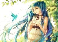 头上有点绿的4个二次元角色，初音红遍全球，绿久小天使人气无敌