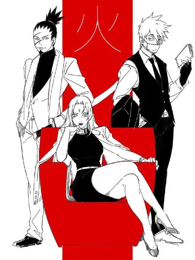 当五影换上西装,纲手妩媚动人,我爱罗宛如童话王子