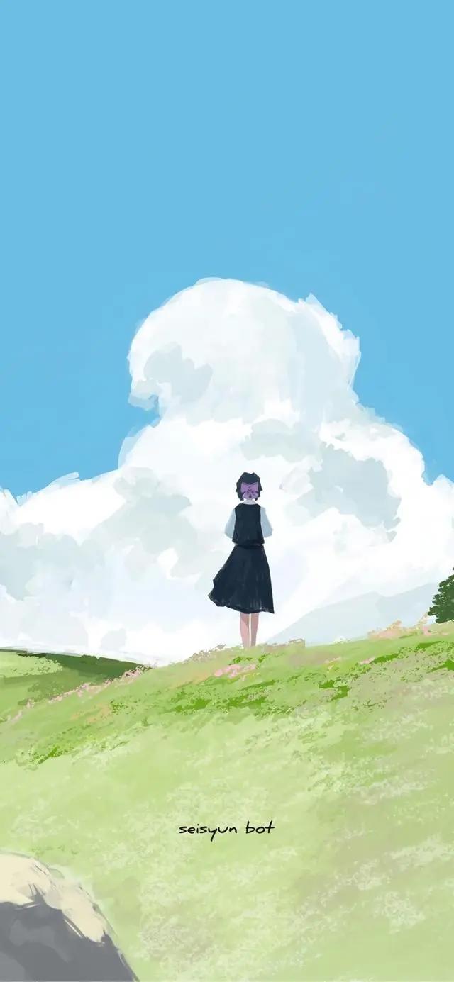 一组清新养眼的动漫风插画壁纸，高清全面屏