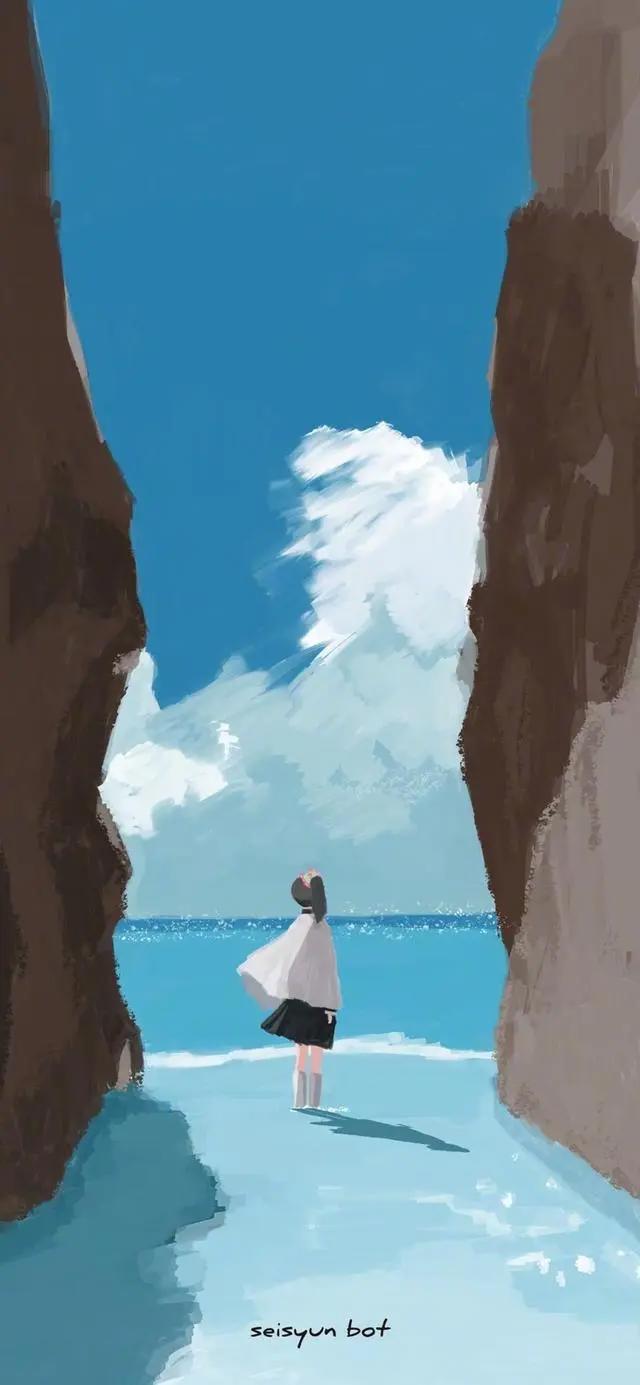 一组清新养眼的动漫风插画壁纸，高清全面屏
