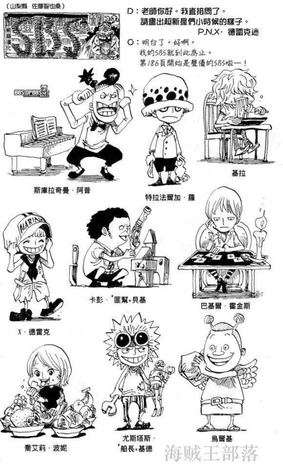 尾田曝出海贼王人物的幼年期，看看和现在有什么区别呢？