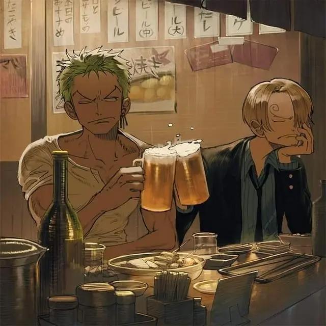腐画师笔下的索隆与香吉士，两大动漫男神的打闹生活日常