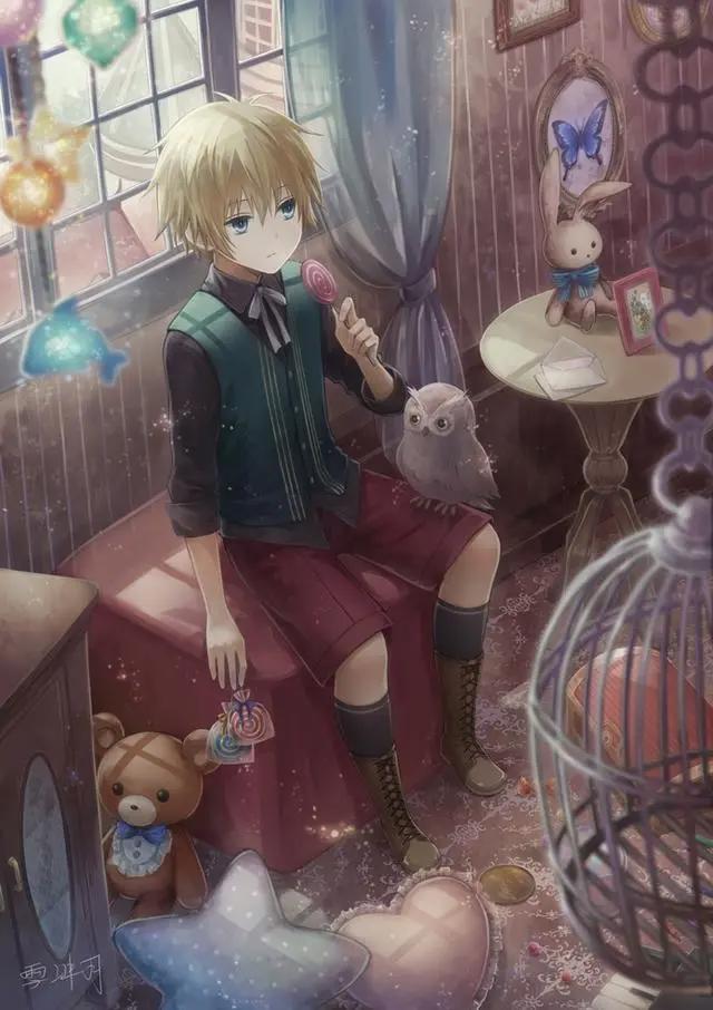 动漫美少年插画壁纸，他的眉眼间尽显温柔，精选p站二次元美图