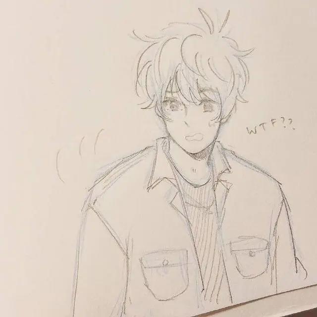 帅气的动漫男生黑白线稿，勾起女画手的绘画欲望