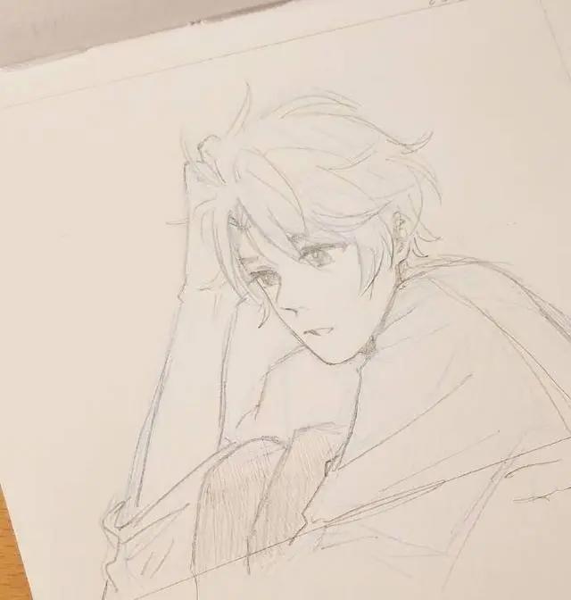 帅气的动漫男生黑白线稿，勾起女画手的绘画欲望