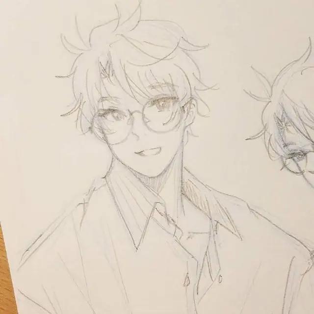 帅气的动漫男生黑白线稿，勾起女画手的绘画欲望