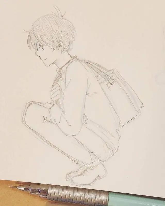 帅气的动漫男生黑白线稿，勾起女画手的绘画欲望