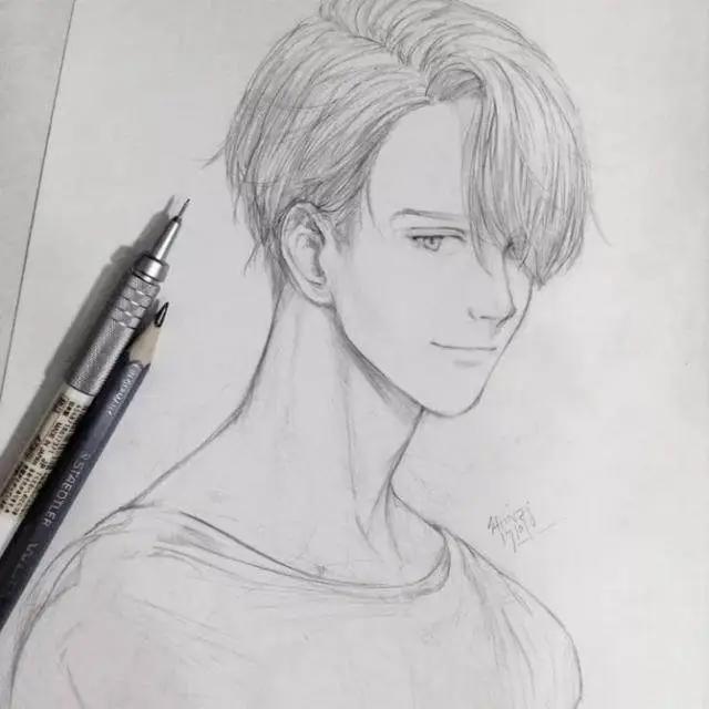 帅气的动漫男生黑白线稿，勾起女画手的绘画欲望