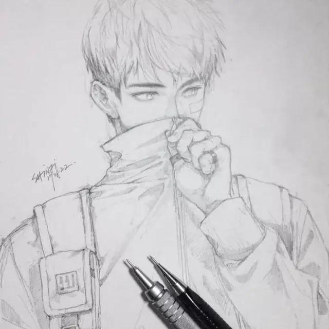 帅气的动漫男生黑白线稿，勾起女画手的绘画欲望