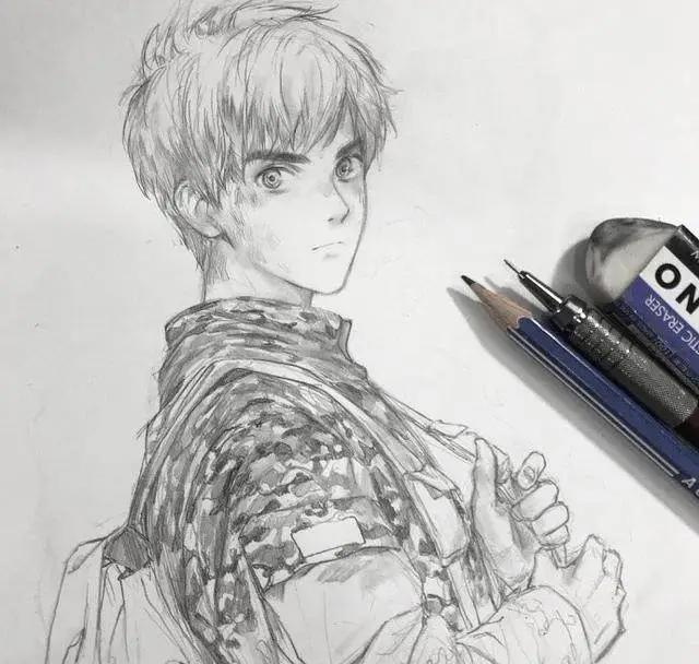帅气的动漫男生黑白线稿，勾起女画手的绘画欲望