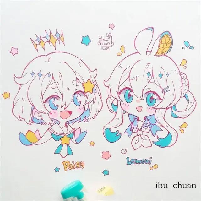 马克笔卡通动漫人物，超级可爱的卡通小女孩，可临摹！