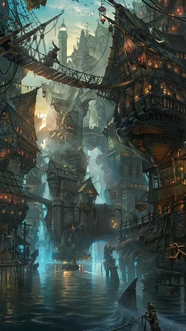动漫场景壁纸，超多元素魔幻之都带来视觉震撼，仿佛置身于异世界