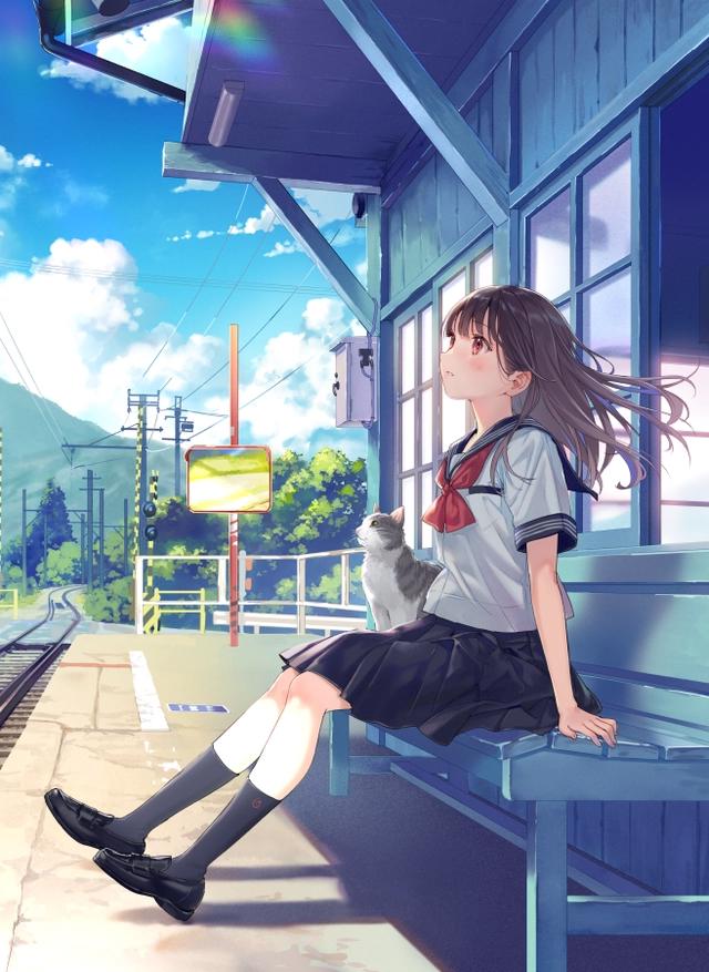 二次元动漫壁纸：JK萌属性的美少女，可爱甜美，精选p站美图插画
