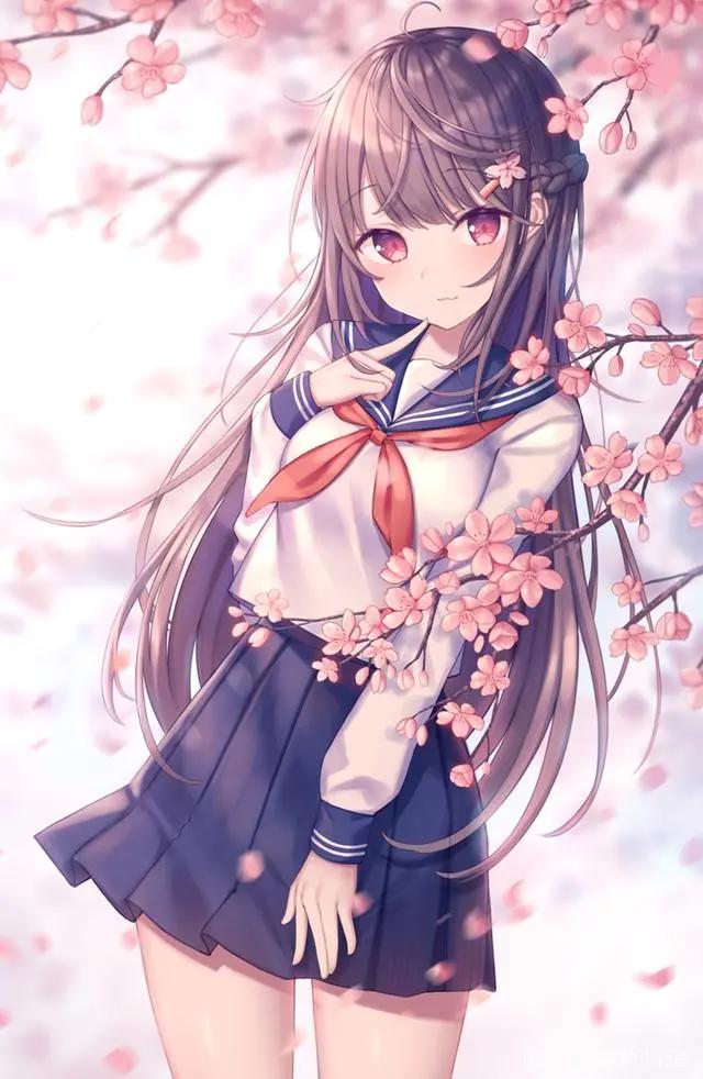 动漫少女：樱花jk学院风系列壁纸推荐，网友惊叹：二次元好美！
