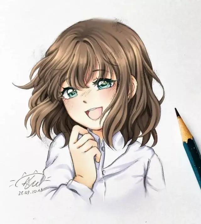 她笔下Q萌可爱的动漫少女形象也太迷人了吧！连线稿都那么好看！