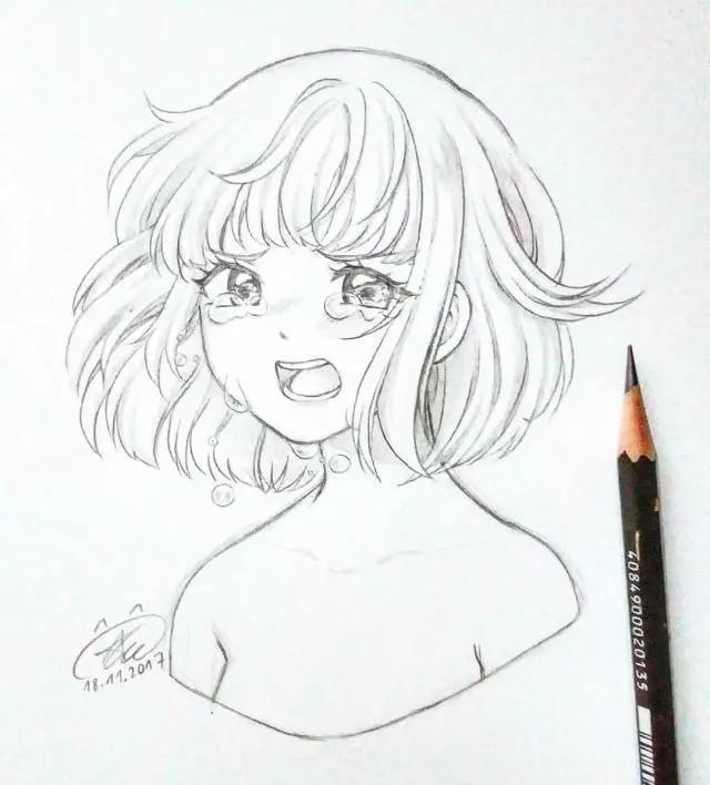 她笔下Q萌可爱的动漫少女形象也太迷人了吧！连线稿都那么好看！