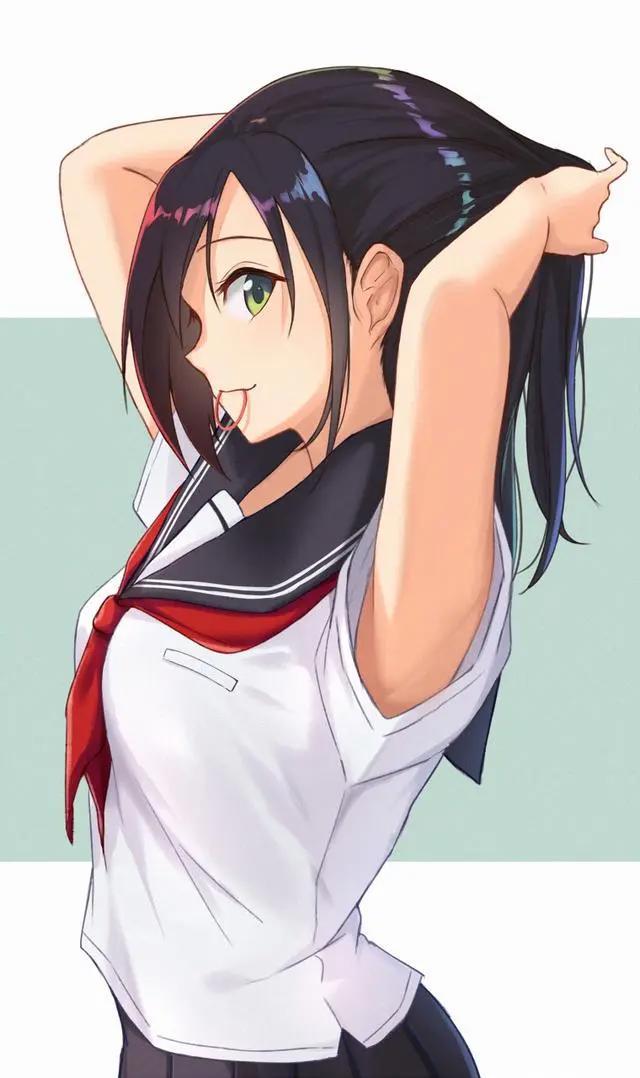 动漫图片：不愧是美少女，绑头发都这么可爱