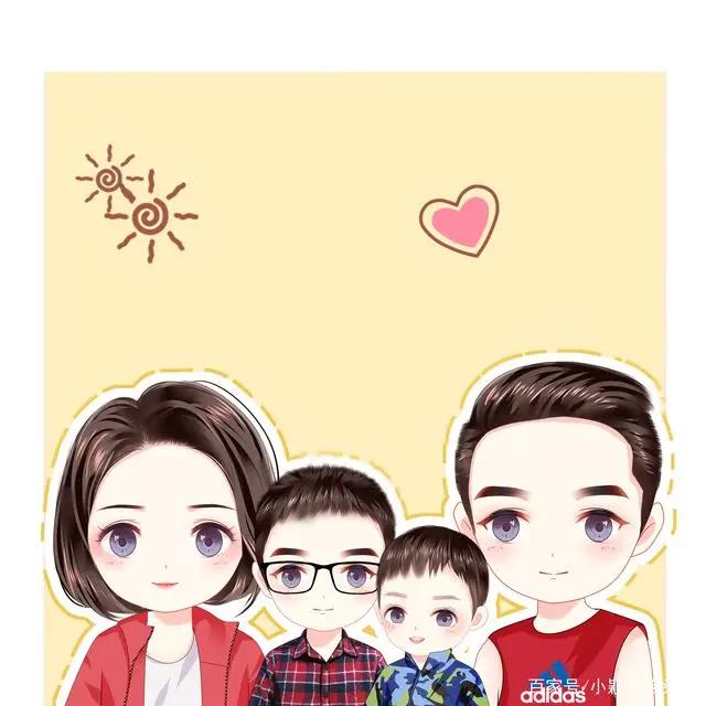 亲子漫画头像，温馨幸福的画面，看着就很美好