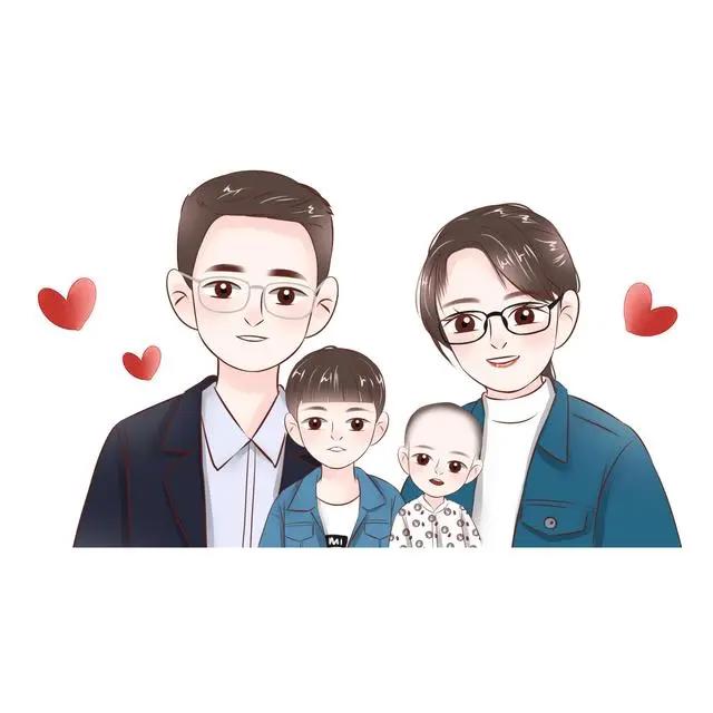 亲子漫画头像,温馨幸福的画面,看着就很美好