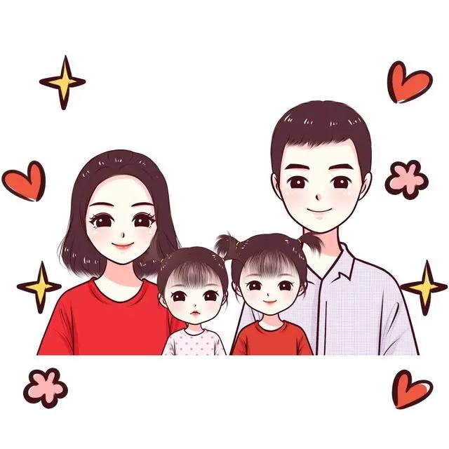 亲子漫画头像，温馨幸福的画面，看着就很美好