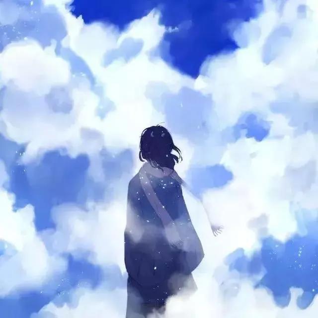 一眼就很舒适的蓝色背景微信头像（动漫女生版）