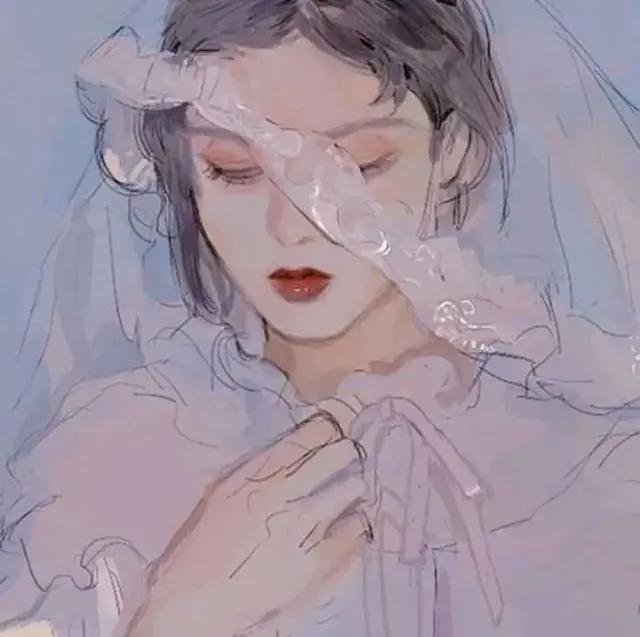 一眼就很舒适的蓝色背景微信头像（动漫女生版）