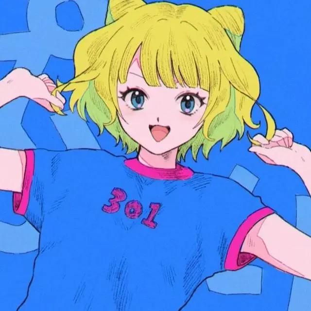 一眼就很舒适的蓝色背景微信头像（动漫女生版）