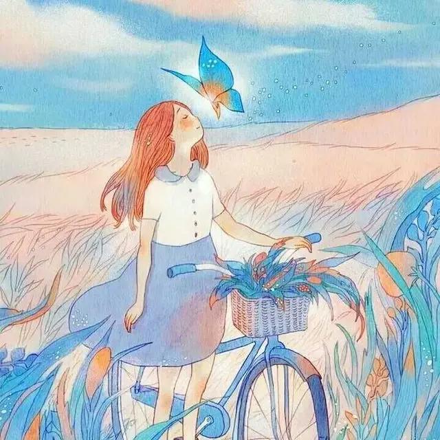 一眼就很舒适的蓝色背景微信头像（动漫女生版）
