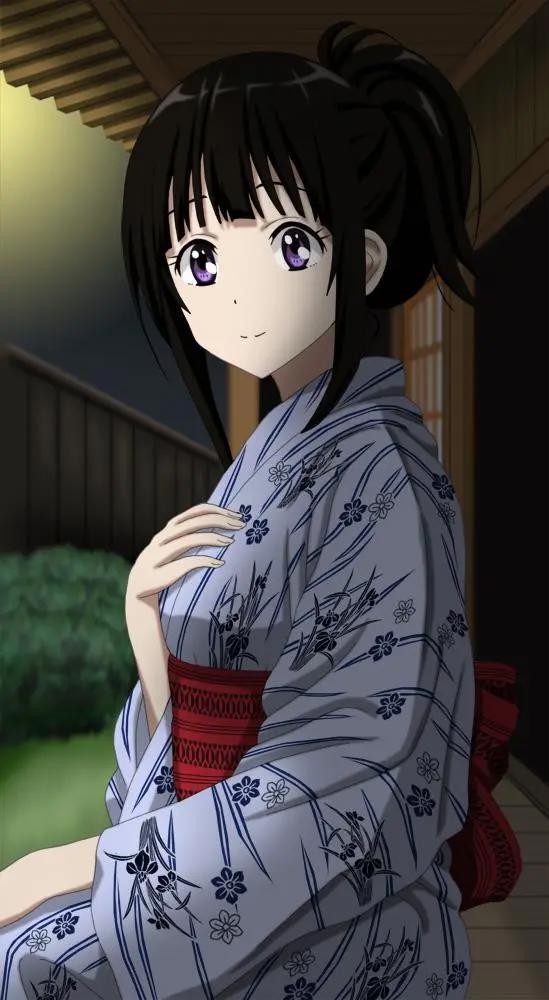 动漫图片：穿着浴服的二次元美少女
