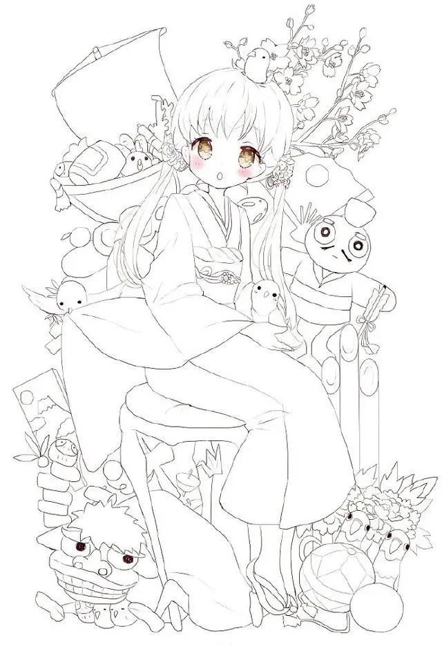 二次元美少女绘制原稿,初学者急需的练手素材
