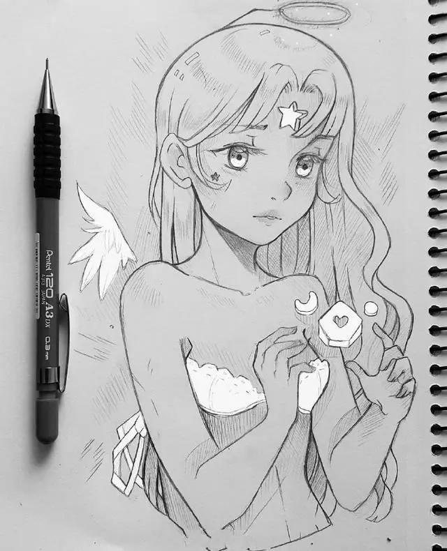 二次元美少女绘制原稿,初学者急需的练手素材