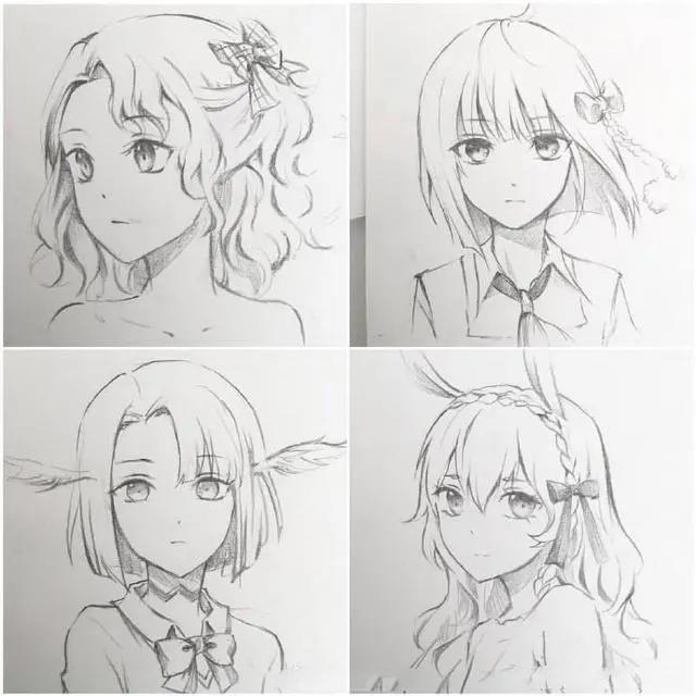二次元美少女绘制原稿,初学者急需的练手素材