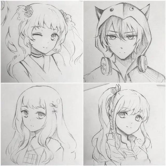 二次元美少女绘制原稿,初学者急需的练手素材