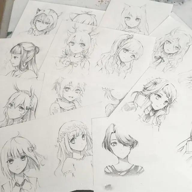 二次元美少女绘制原稿,初学者急需的练手素材