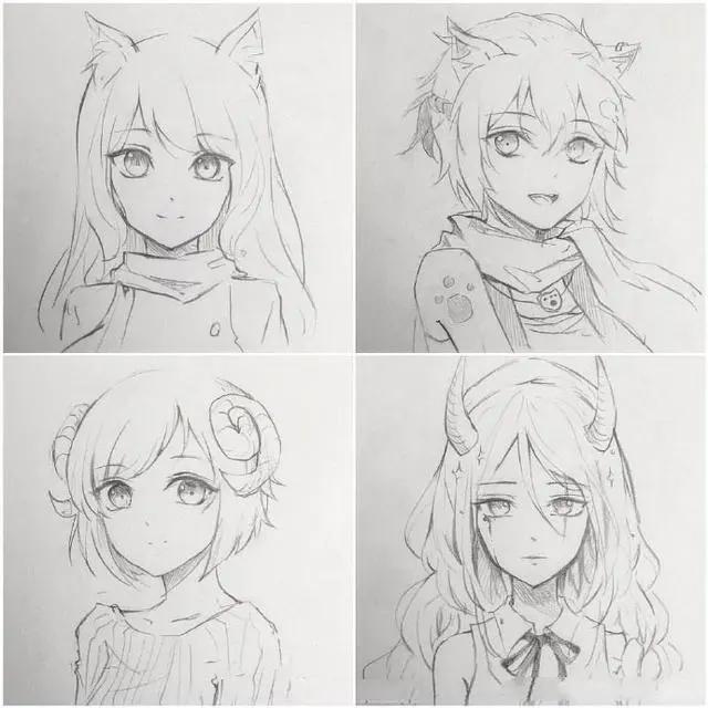 二次元美少女绘制原稿,初学者急需的练手素材
