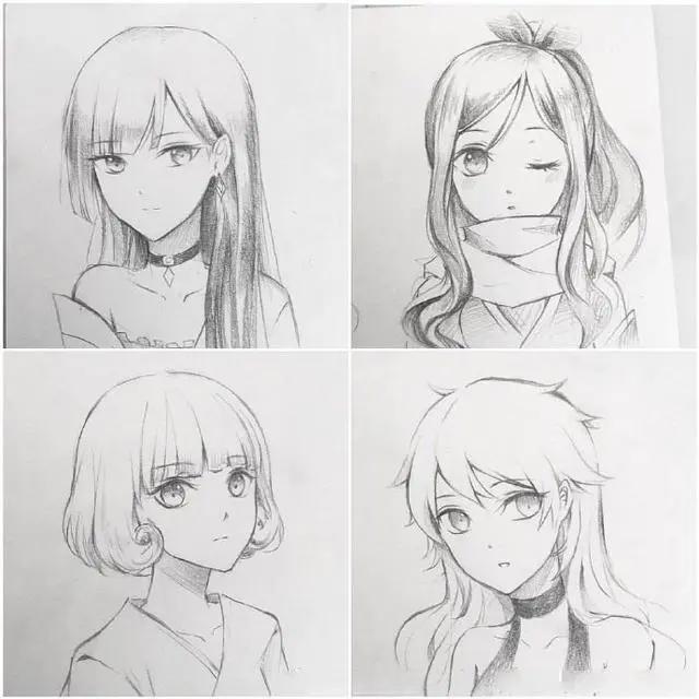 二次元美少女绘制原稿,初学者急需的练手素材