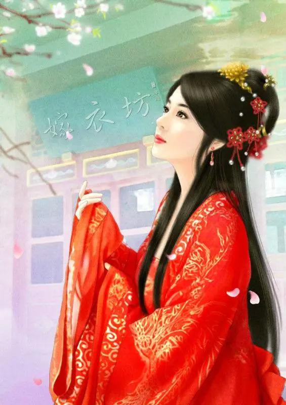 二次元古巷古风美女，红衣女子图集