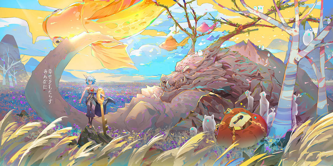 色彩绚丽的二次元美少女同人插画,非常吸引眼球