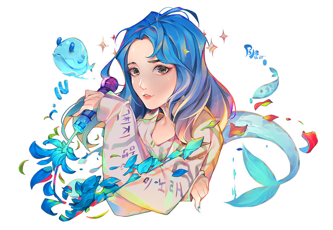 色彩绚丽的二次元美少女同人插画,非常吸引眼球